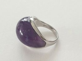 Eleganter Natur-Amethyst Silberring 925 (Rhodiniert) - NEU