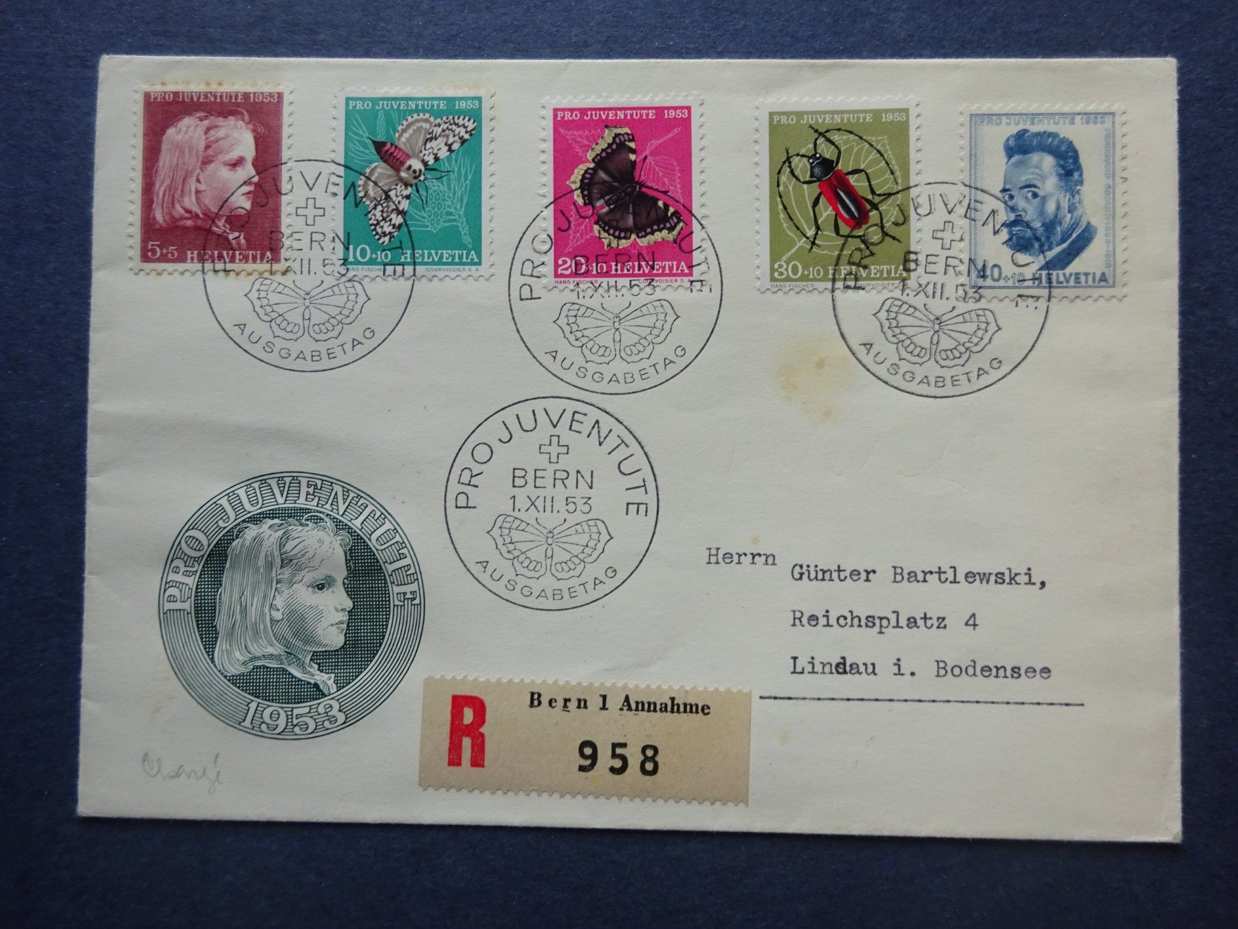 Alle Briefmarken: 1953 Pro Juventute FDC – Gebraucht aus Appenzell-Steinegg von adi1975 1