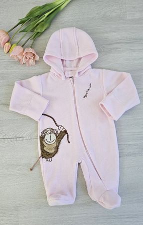 Süsser Baby Fleece Overall mit Äffli, Grösse 6-9 Monate
