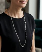 Moderne Glieder-Silber 925 Halskette rhodiniert (90cm)- NEU