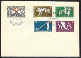 1951, B51-55, Serie auf weissem unadressiertem FDC (15946)