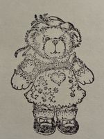 Stempel Holzstempel Bär mit Kleid Motiv Neuwertig