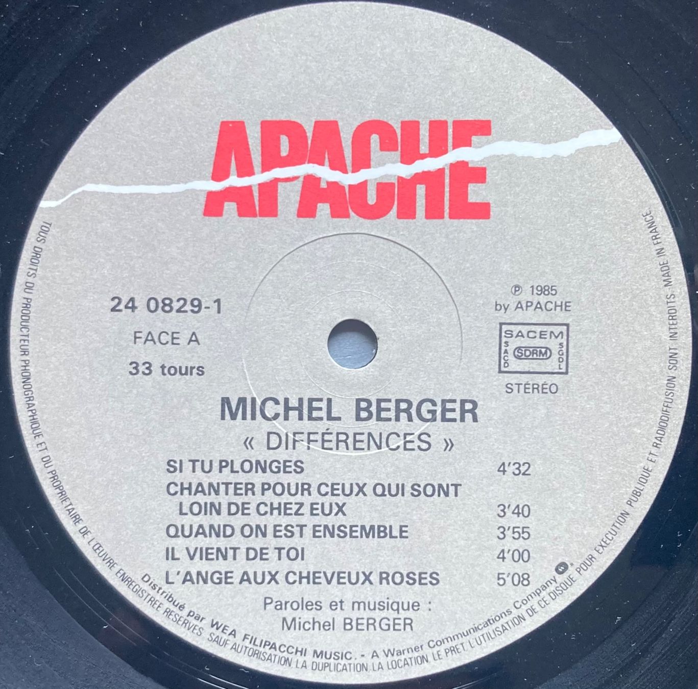 Schallplatten: MICHEL BERGER - DIFFERENCES – Gebraucht aus Poliez-Pittet von Newtown-Records 3