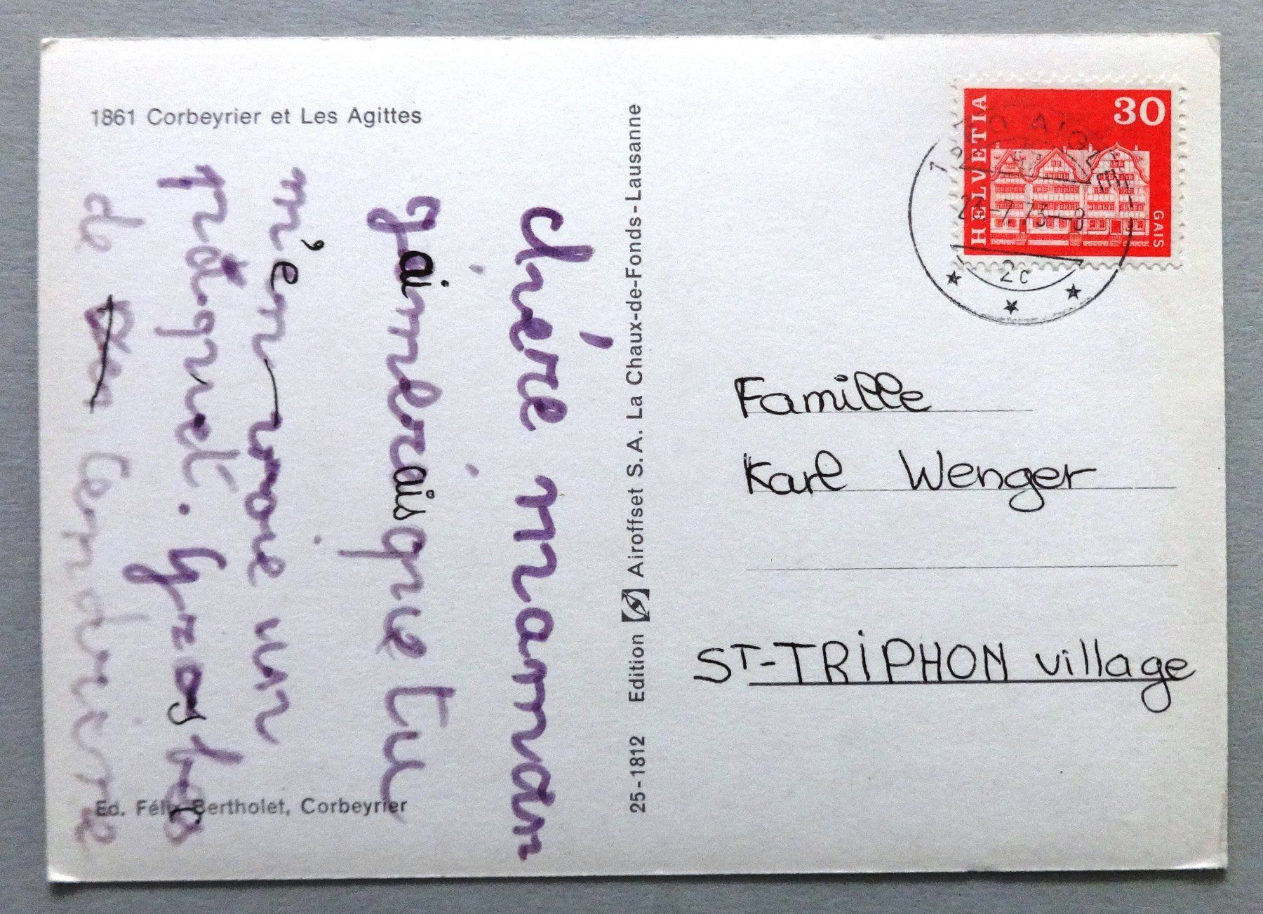 Cartoline postali: Corbeyrier et Les Agittes – Usato da Fétigny venduto da Billy2miny 1