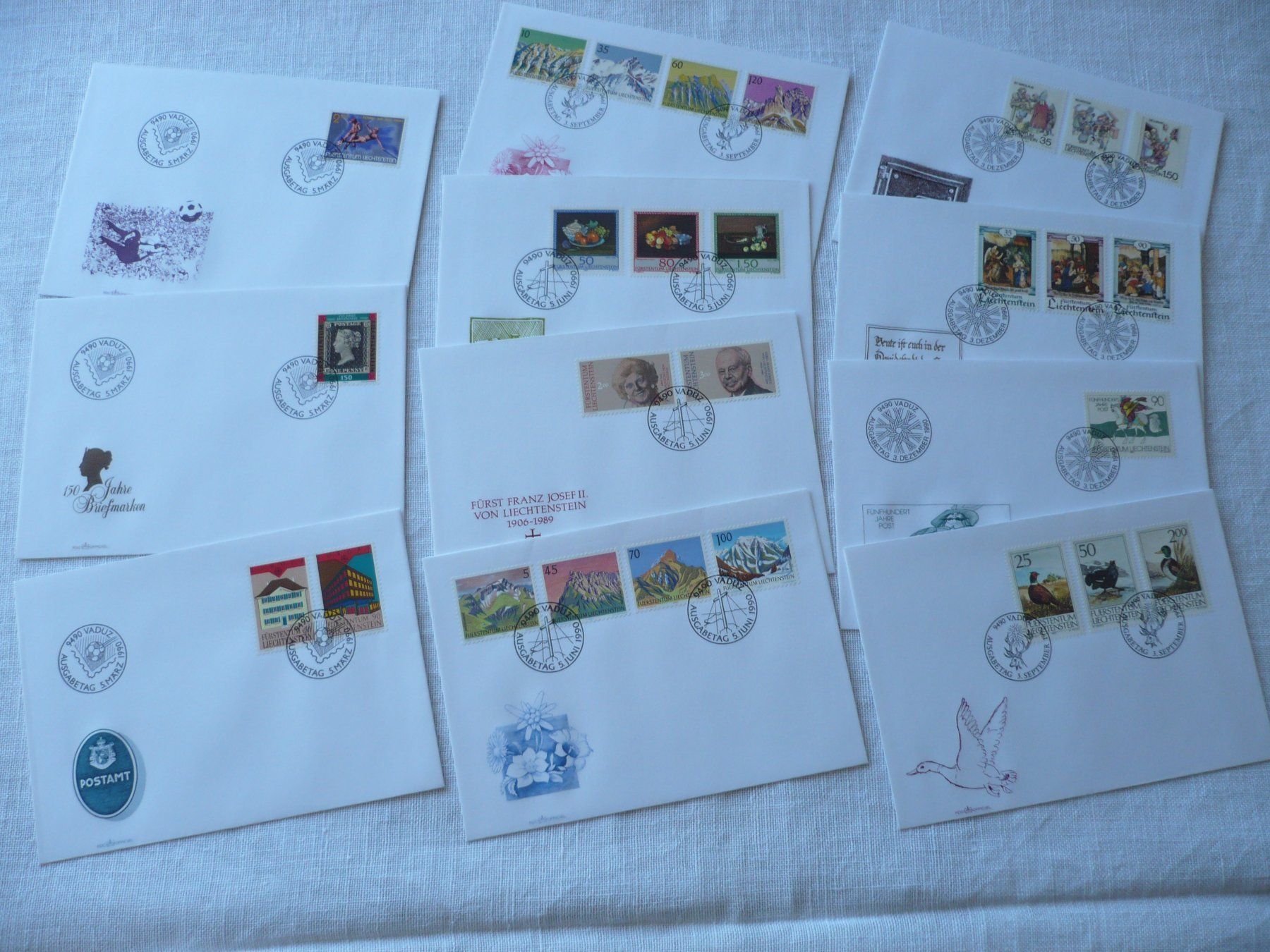 Alle Briefmarken: FL 1990 Neuausgaben 11 FDC – Gebraucht aus Zürich von saltandpepper008