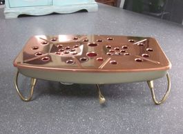 Mid Century Wärmeplatte/Rechaud mit 2 Teelichter, Metall