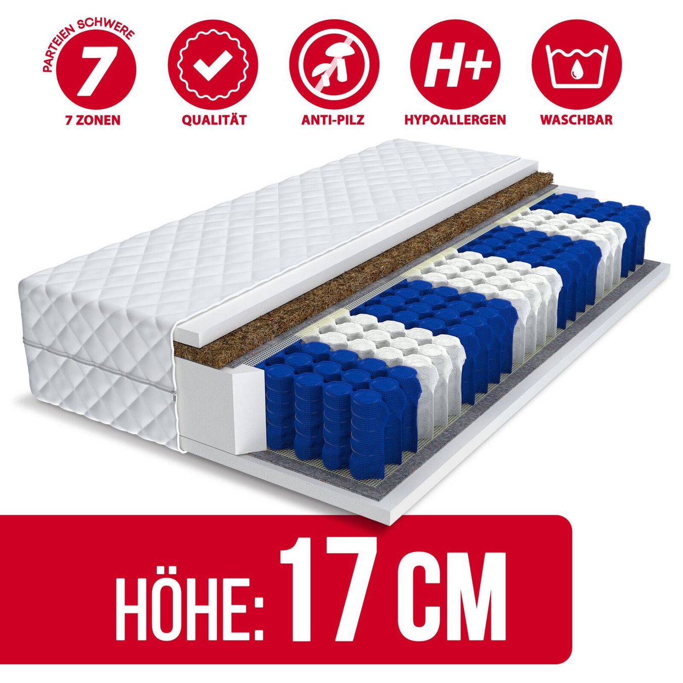 Materassi: Matratze 160x200 VIDA - H3 - 17cm – Nuovo e nell'imballaggio originale da Wallenwil venduto da toesstal-vertrieb