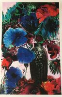 Ernst Fuchs    "Große blaue Blüten"    handsigniert  GICLEE