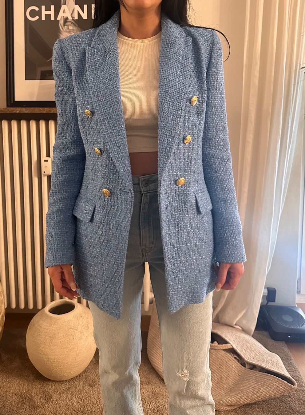 Zara Jacken: Zara Blazer hellblau mit Schulterpolstern – Neu (gemäss Beschreibung) aus Basel von nur_b9kq