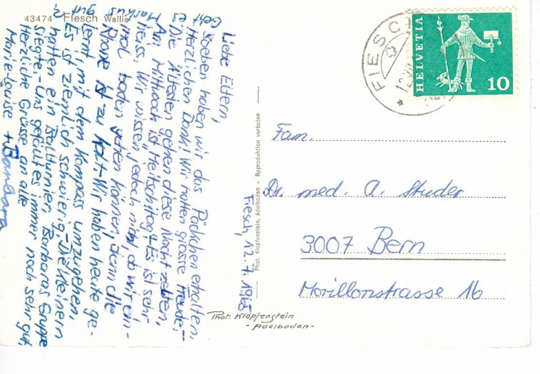 Cartoline postali: Fiesch – Usato da Wolhusen venduto da Curver9 1