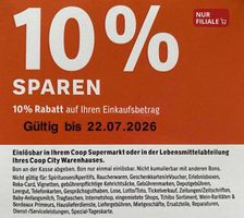 10% Rabatt auf den Einkauf bei Coop (mehrmalig einlösbar)