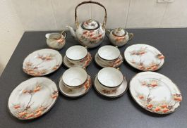 Japanisches Porzellan-Teeservice 15-tlg. Ahorn Golddekor