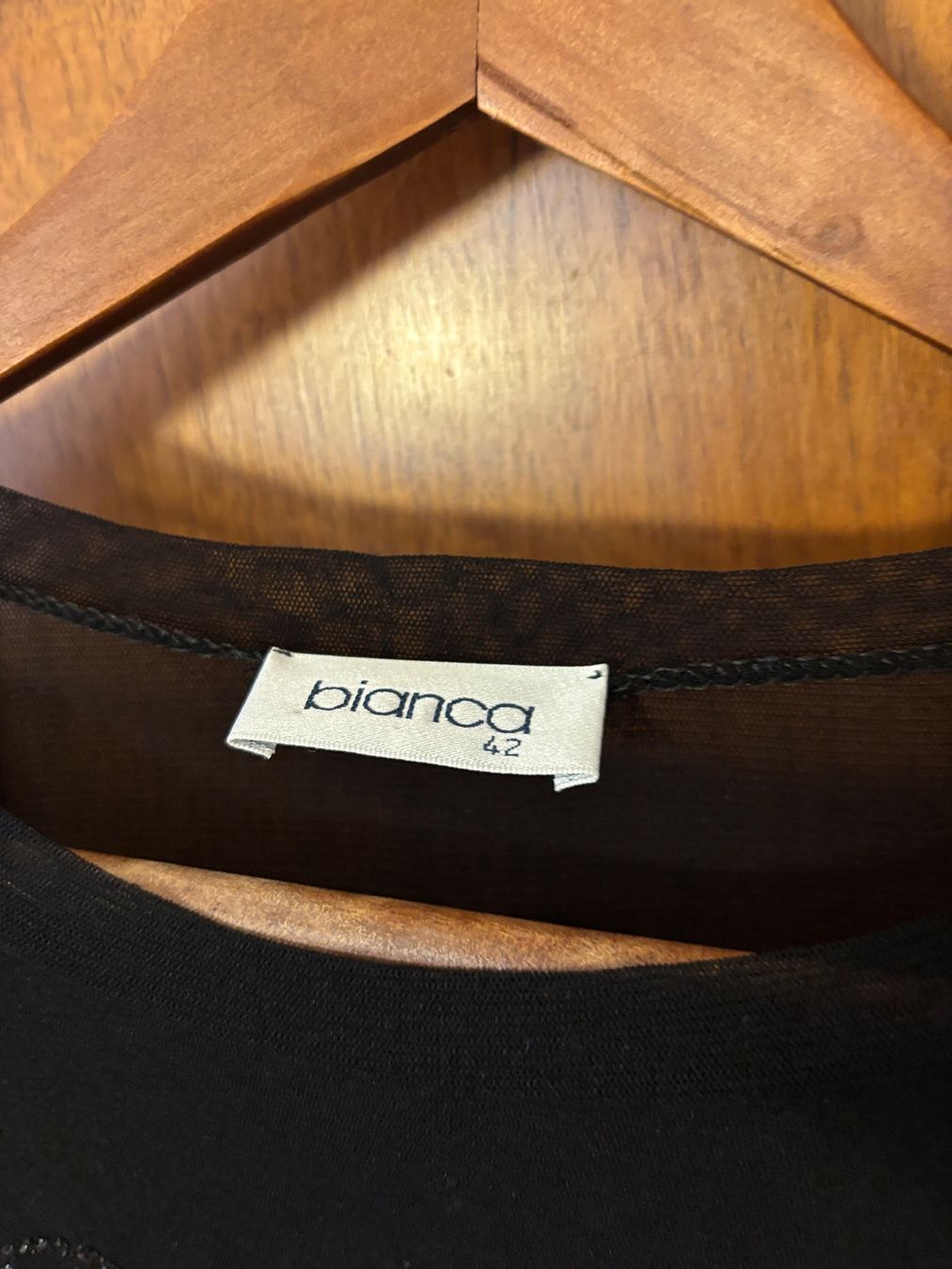 Top: Bianca Schwarzes Top - Nylon, durchsichtig Glitzer – Usato da Zürich venduto da ElaLeonEla 2