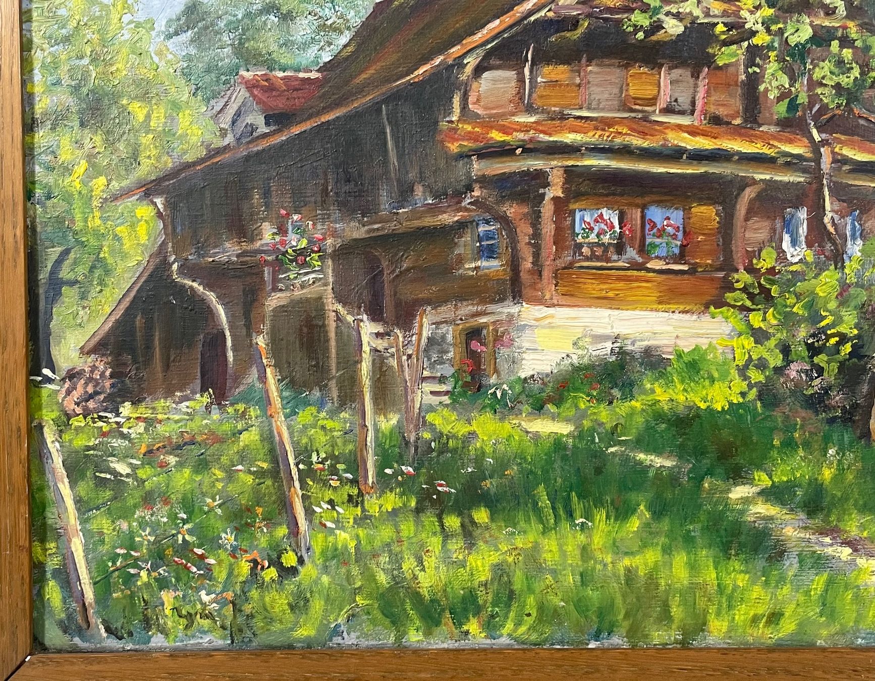 Gemälde: Bauernhaus Anblick mit Top Malerei Monogrammiert – Gebraucht aus Root von  5