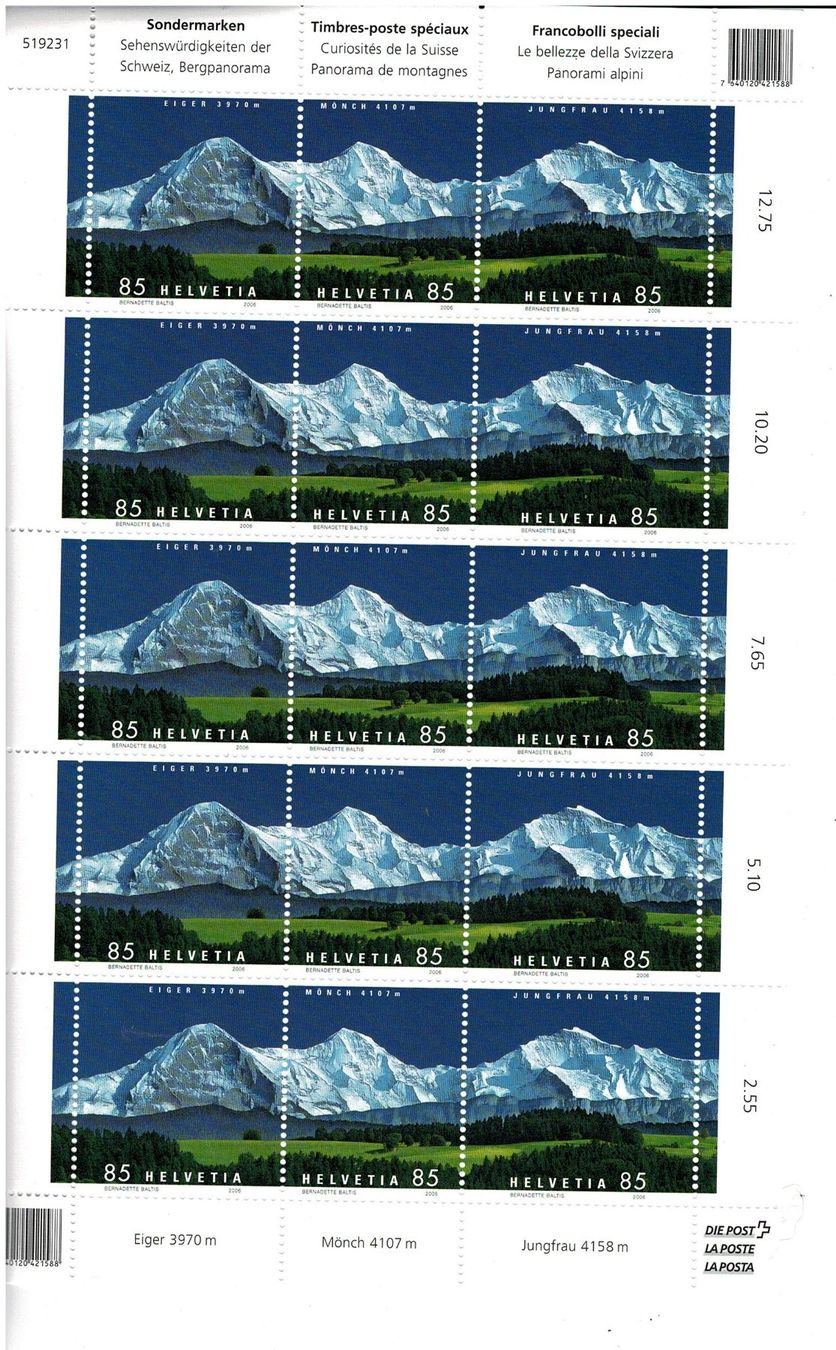 Tutti i francobolli: Eiger Mönch Jungfrau  1 KB ** – Nuovo (secondo la descrizione) da Lausanne venduto da Whorvath