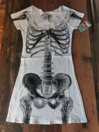 Kreepsville 666 Kleid Skeleton NEU S weiss schwarz