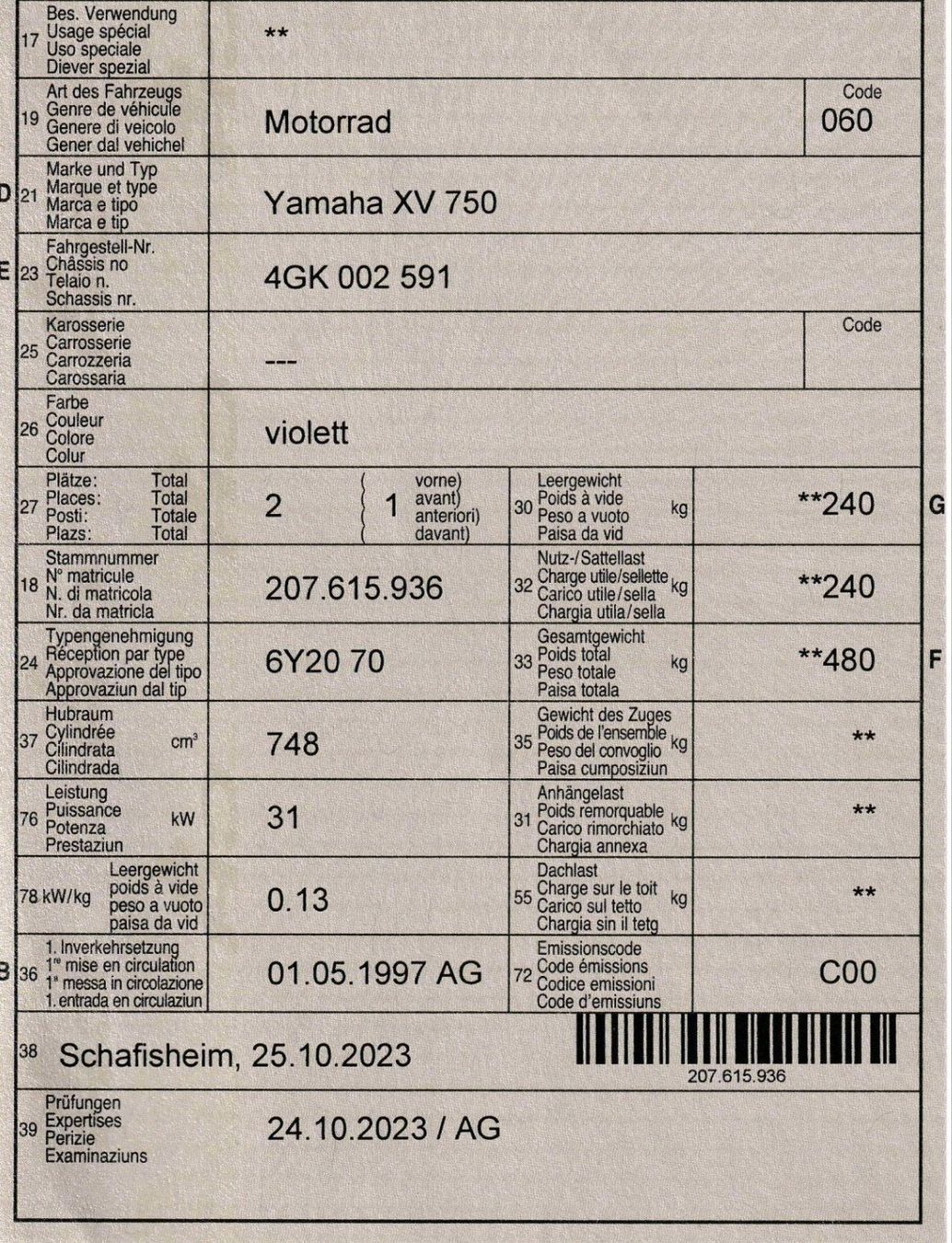 Yamaha Cruisers: Yamaha Virago XV 750 – D'occasion à Reitnau par Timepower 6