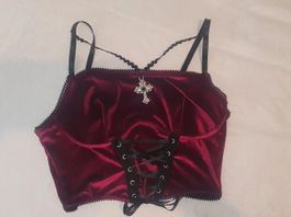 Samt, Corset, Top, Bordeaux Rot, Gothic Style, x-mas queen