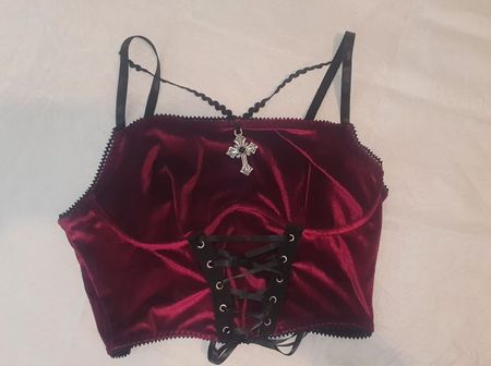 Samt, Corset, Top, Bordeaux Rot, Gothic Style, x-mas queen