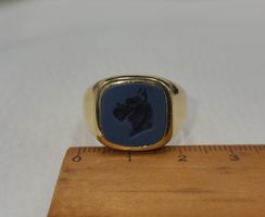 Gold 585 Siegel Ring mit Hund Motiv