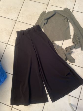 Damen Set Today Hose schwarz, Oberteil khaki Gr.S