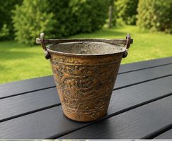 Kupfer Eimer verziert mit Griff