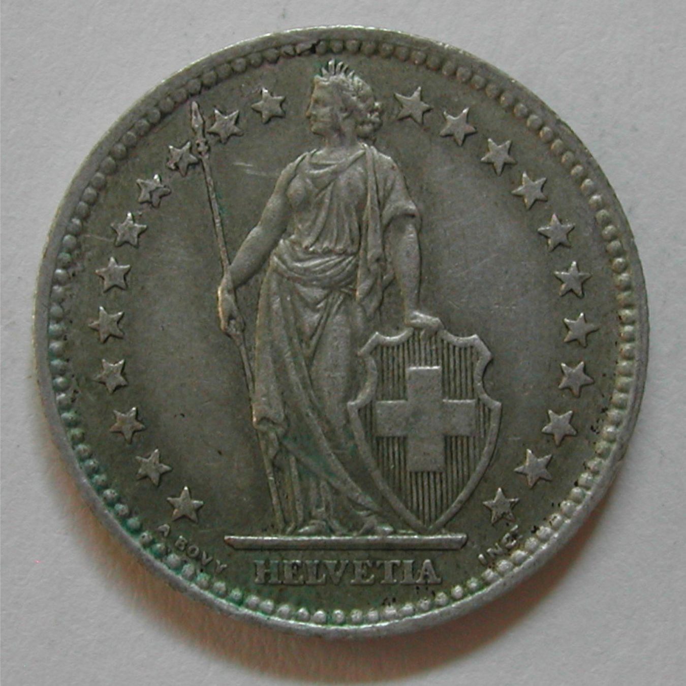 Tutti le monete: 002 CH, 2 FRANKEN 1958 B, ABART, SILBER, ss – Usato da Bern venduto da markenbak 1