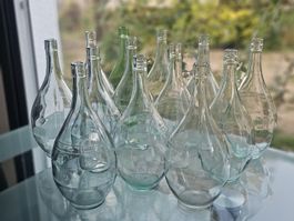 14x Vintage Glasballons / Bauchige Flaschen 2L (Dame Jeanne)