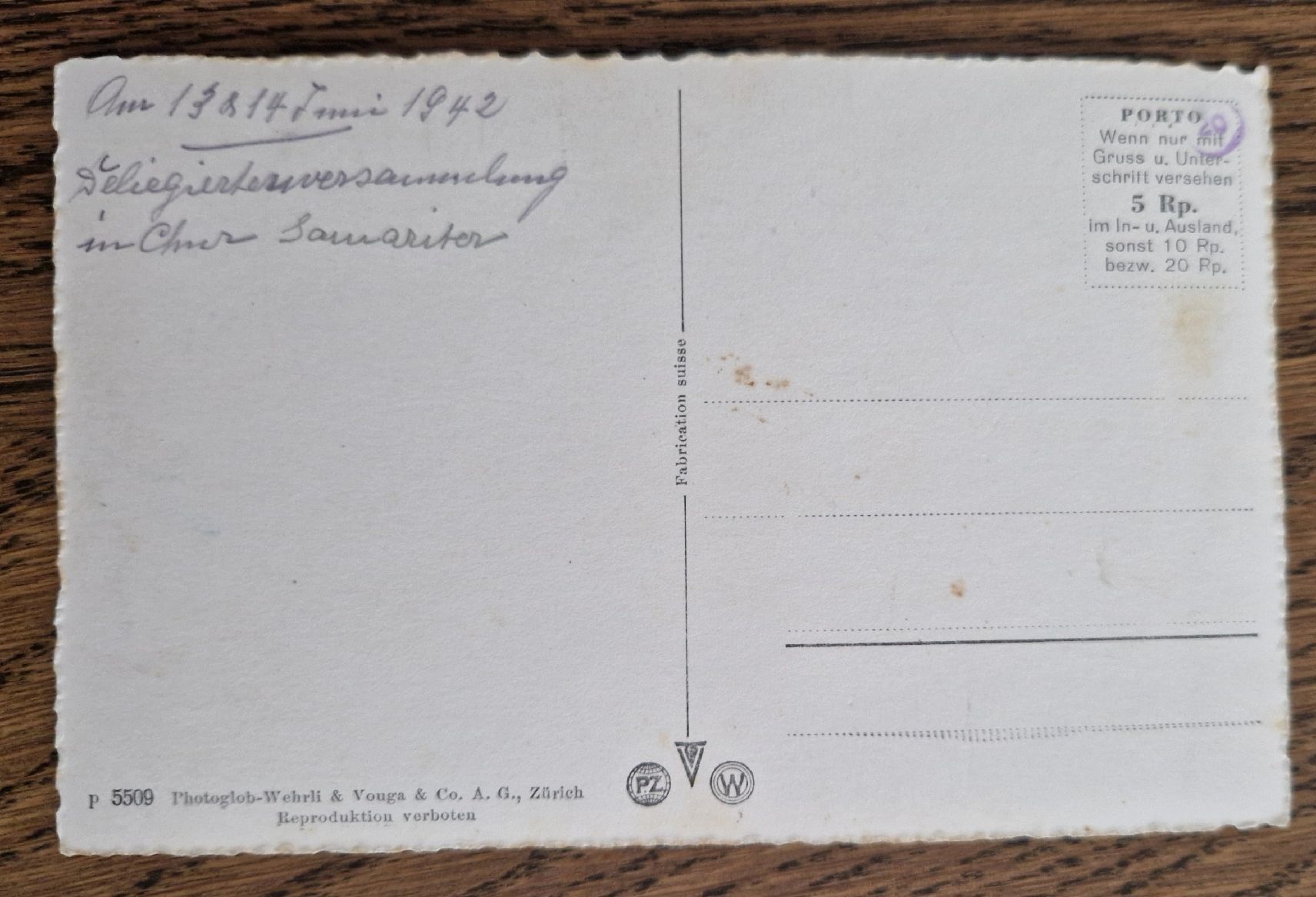 Cartoline postali: Kantonsspital Chur 1942 – Usato da Ebikon venduto da Donar50 1