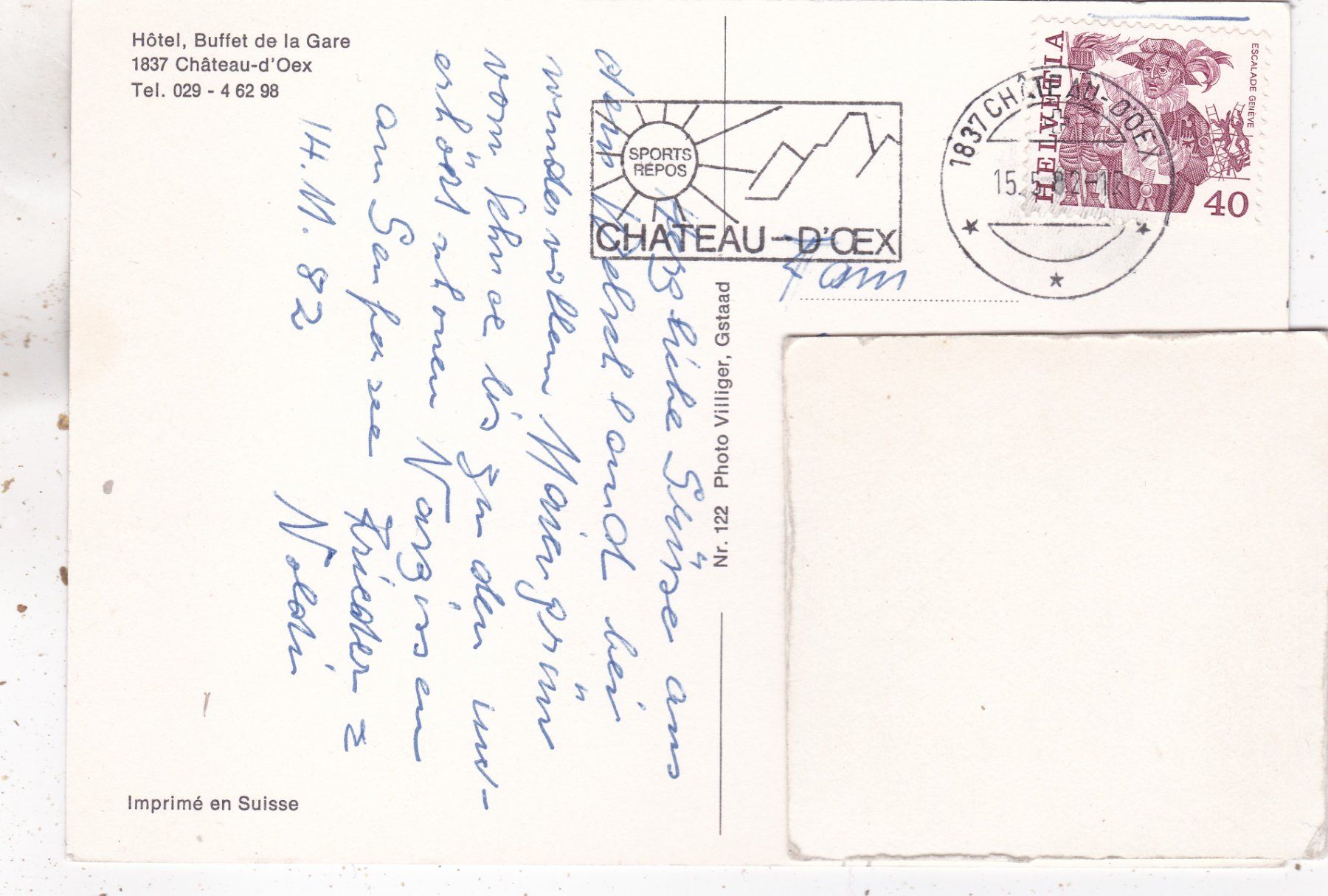 Cartoline postali: Château-d' Oex Buffet de la Gare 1982 – Usato da Herisau venduto da Lisegrat2008 1