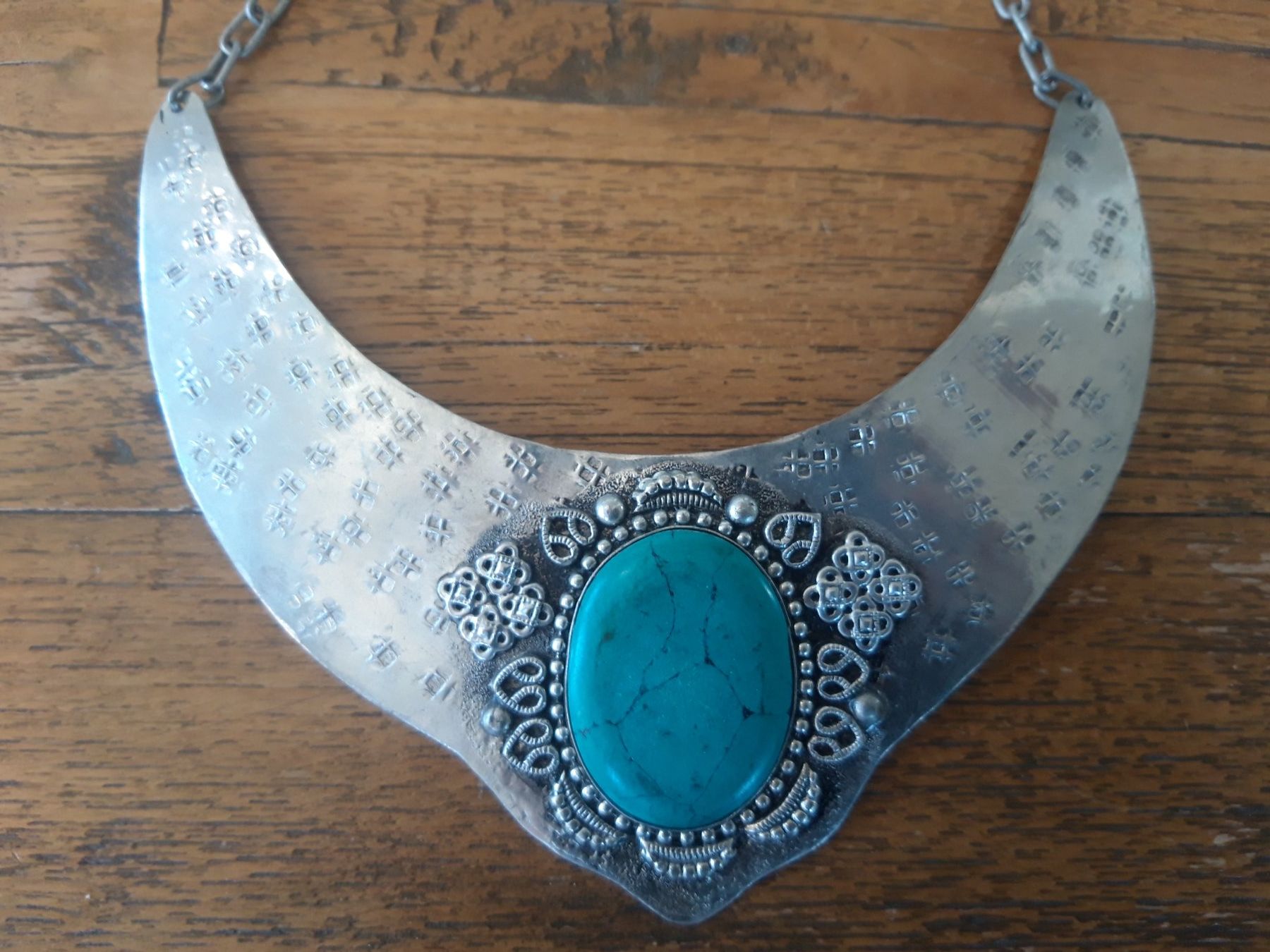Catenine: Halskette Statement Kette Boho Ethno silbern Stein – Usato da Feuerthalen venduto da tanatha_st 1