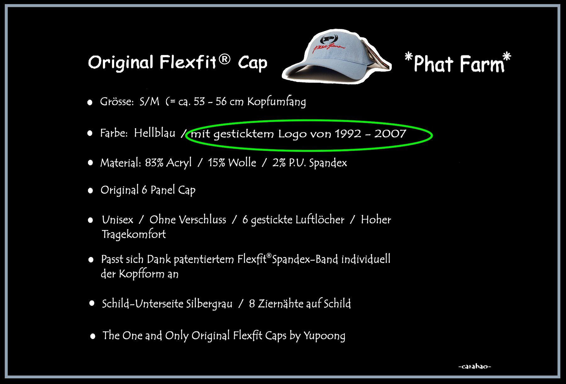 Copricapi, berretti & cappellini: Original FLEXFIT® Cap / Phat Farm / Gr. S-M – Nuovo (secondo la descrizione) da Winterthur venduto da -carabao- 9