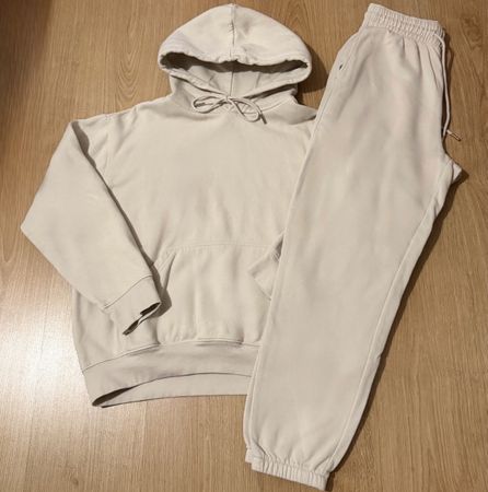 Tracksuit Hoodie and Joggers Beige H&M