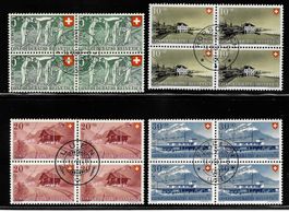 1947, B34-37, Viererblock-Serie gestempelt Orts-ET (14477)
