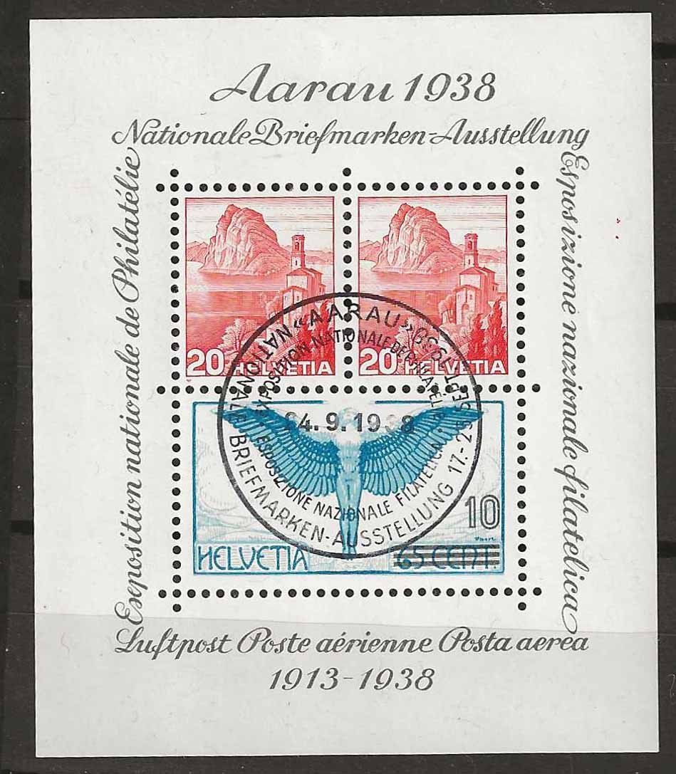 Tous les timbres: CHw11 - Bloc Aarau obl. 24.9.1938 – D'occasion à Trélex par Phil_Albert