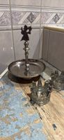 Tablett Engel Figur Metall Antik Deko 16cm
