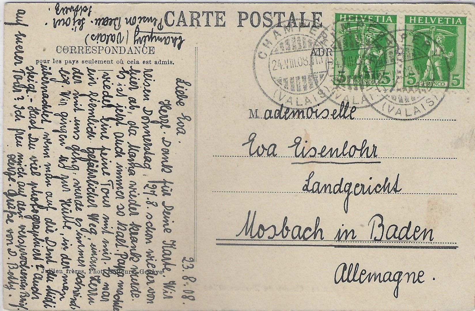 Cartoline postali: Champ de Barmaz et les Dents Blanches – Usato da Ettingen venduto da Kartenplanet 1