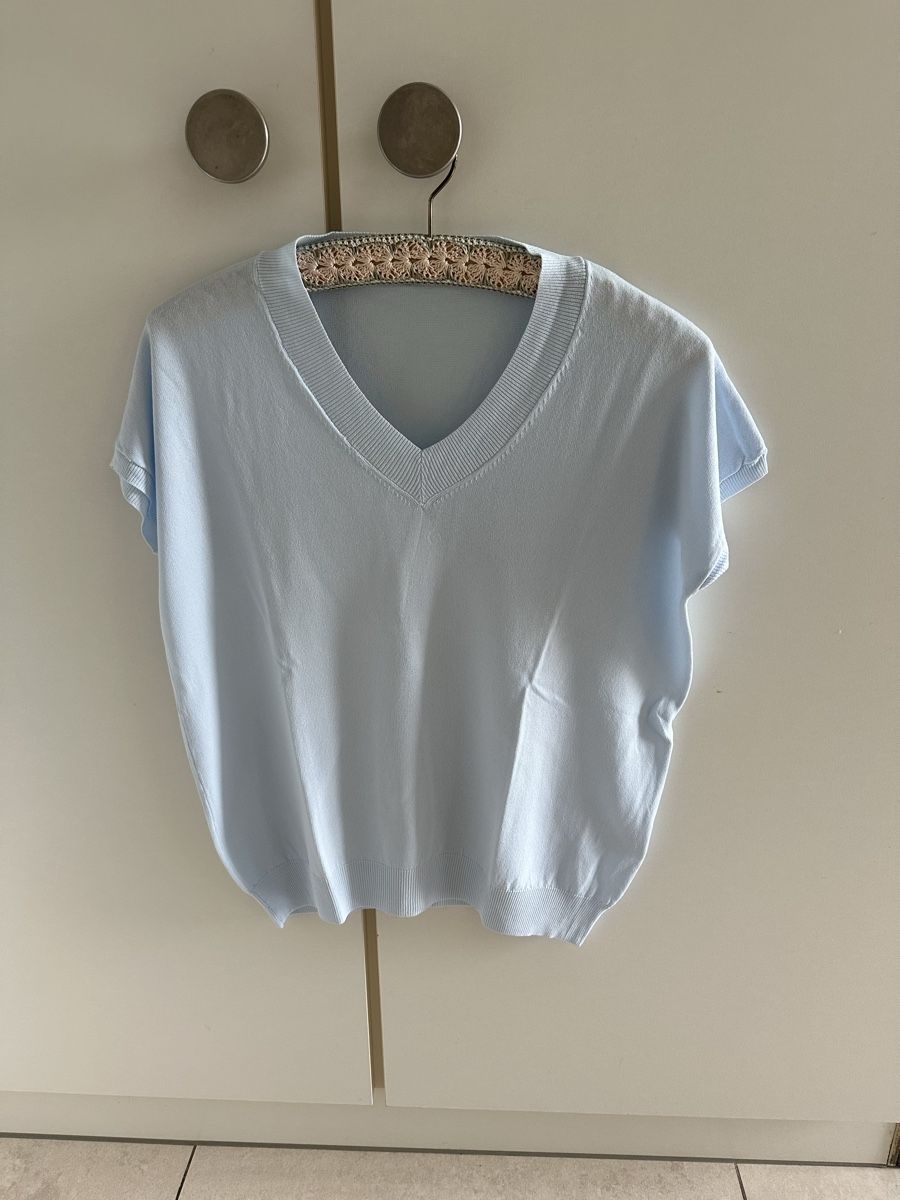 Pulls & Sweat-shirts: Neuer hellblauer kurzärmeliger Pullover Gr.M – Neuf (Voir description) à Langnau aA par Camelia14 3