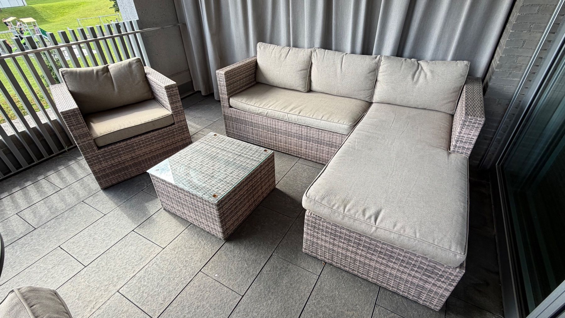 Divani: Rattan Lounge Set Rattan-Eck-Gartensofa mit Einzelsessel – Usato da Buchrain venduto da samsung7890