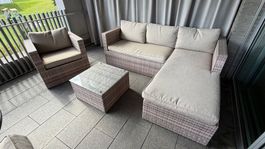 Rattan Lounge Set Rattan-Eck-Gartensofa mit Einzelsessel