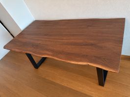 Esstisch Massivholz mit Baumkante und Metallbeinen neu