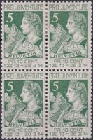 1913, J1 im ungestempelten Viererblock, Kat: 20.- günstig!