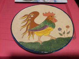 Assiette ancienne céramique coq