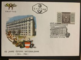 Österreich 1966 ill. Ersttagsbrief 150 Jahre Nationalbank