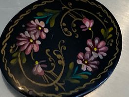 Broche vintage fleurs peintes fait main, super état, bijo...
