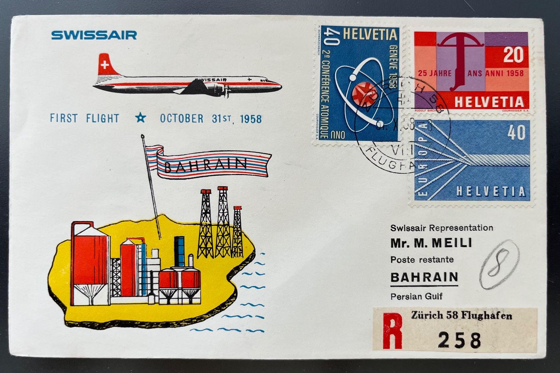 Buste & buste per spedizione: Swissair Erstflug Couvert 1958 – Usato da Brüttisellen venduto da Mikelson