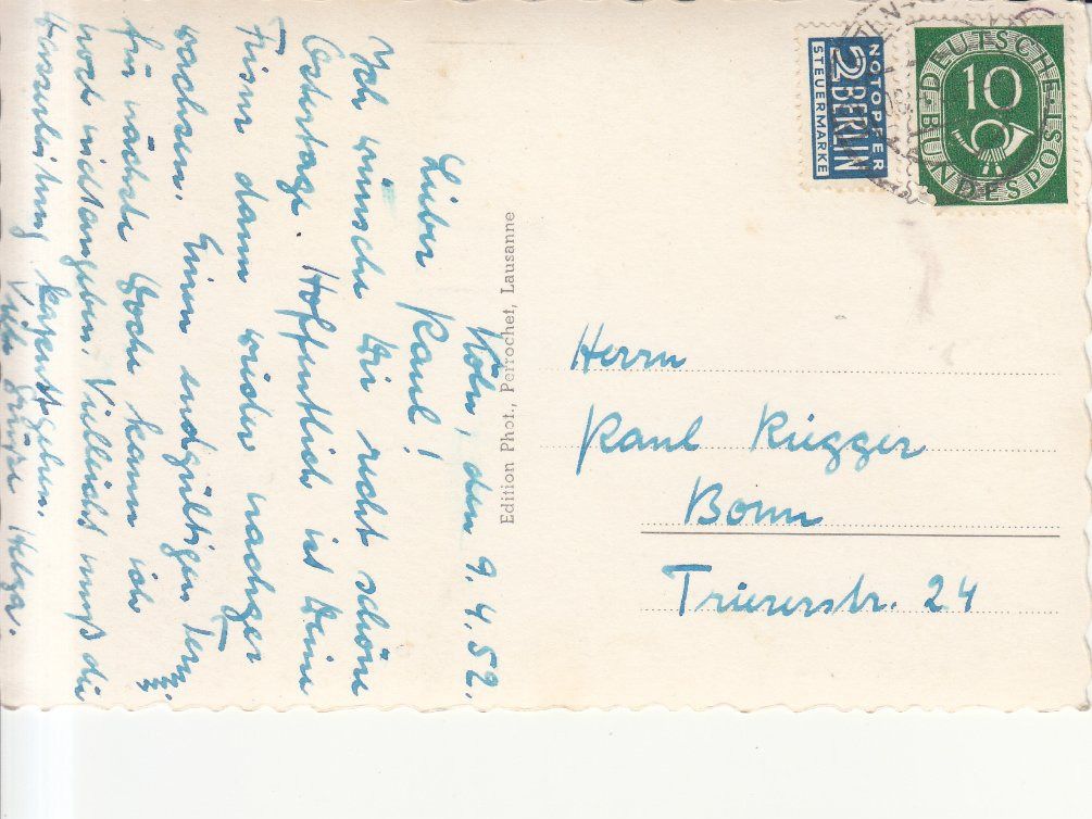 Cartes postales: Bern 1952 – D'occasion à Bürglen TG par StampGraf 1