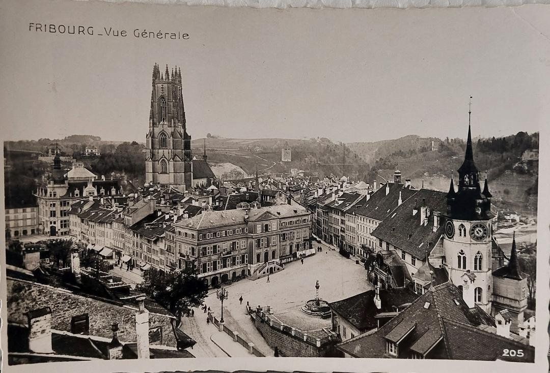 Cartoline postali: FRIBOURG - Vue Générale - 1935 – Usato da Delémont venduto da Domdom1