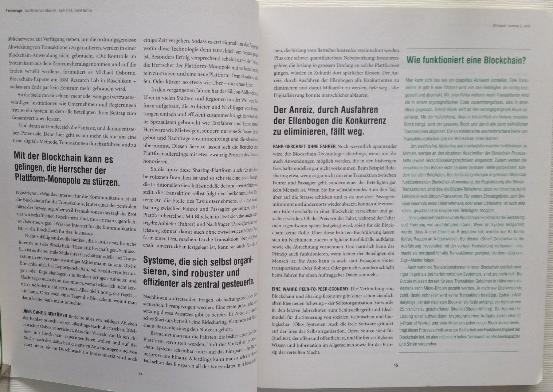 Libri: Das Blockchain-Manifest - GDI IMPULS Nr. 2 / 2016 – Usato da Oberriet SG venduto da ganesh435 6
