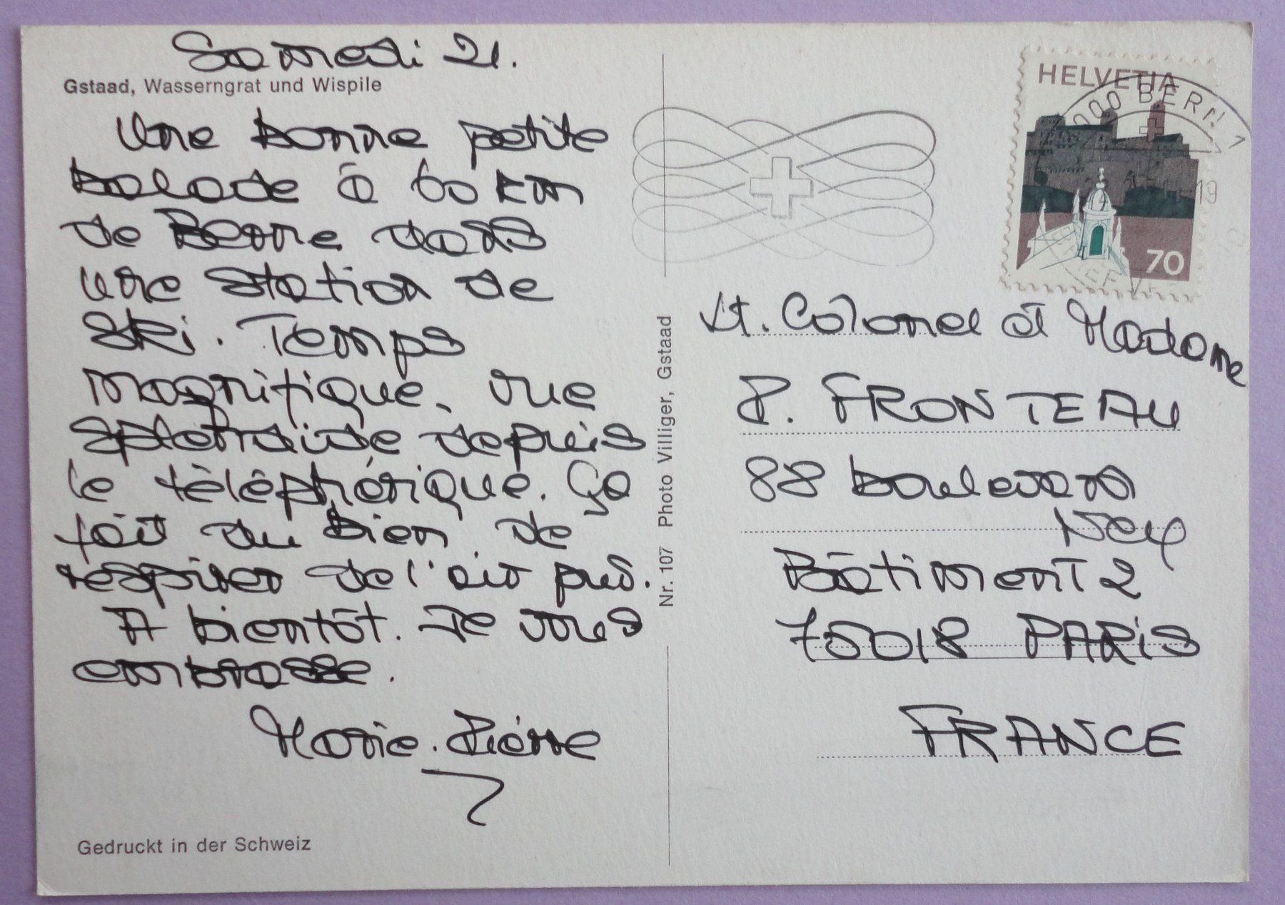 Cartoline postali: Gstaad, Wasserngrat und Wispile – Usato da Fétigny venduto da Billy2miny 1